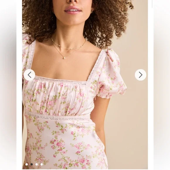 💕❤️ Altar’d State Satin Pink Floral Maxi Dress XXS – Like New! - Picture 2 of 5